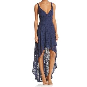 Laundry by Shelli Segal Tiered High/Low Lace Gown